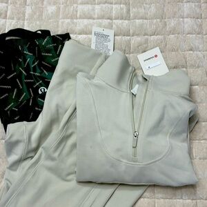 Lululemon brushed softstreme half zip and flares